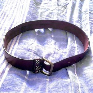 Banana Republic Brown Genuine Checkered-Designed Leather Belt [Size 28]